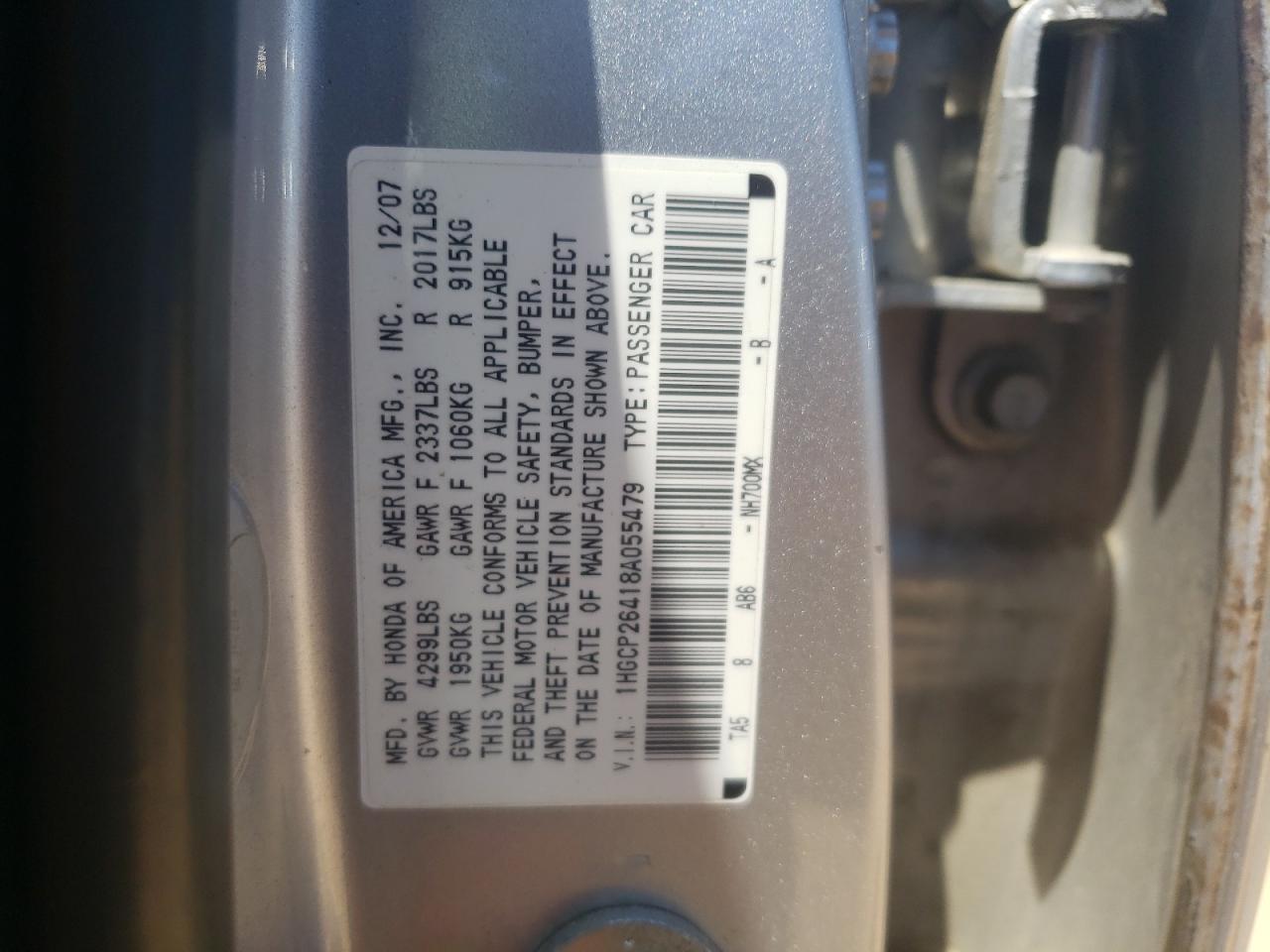 1HGCP26418A055479 2008 Honda Accord Lxp