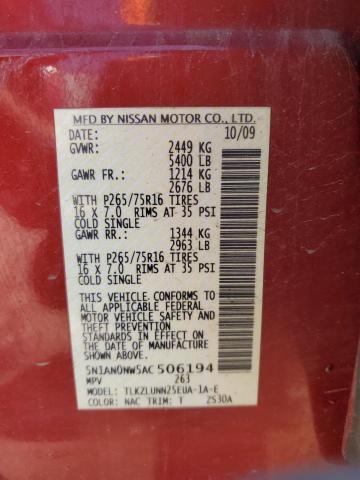 2010 Nissan Xterra Off Road VIN: 5N1AN0NW5AC506194 Lot: 55887294