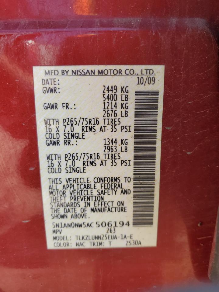 5N1AN0NW5AC506194 2010 Nissan Xterra Off Road