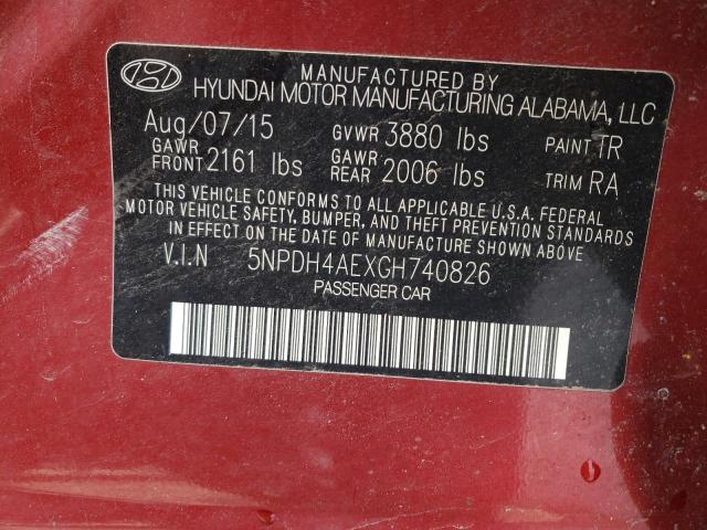 5NPDH4AEXGH740826 2016 HYUNDAI ELANTRA - Image 12