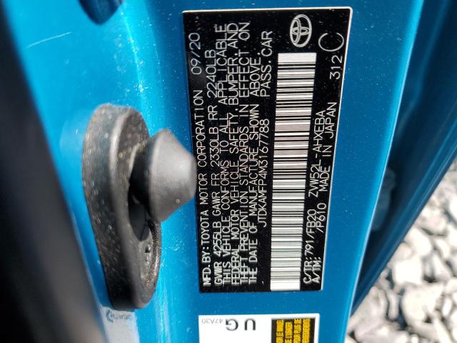 2021 Toyota Prius Prime Le VIN: JTDKAMFP4M3167788 Lot: 54705804