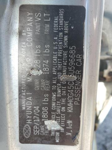 2005 Hyundai Accent Gl VIN: KMHCG45C15U596685 Lot: 56066424