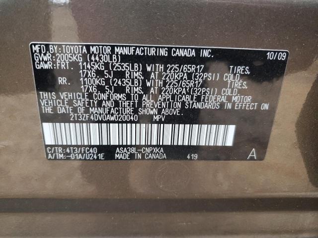 2010 Toyota Rav4 VIN: 2T3ZF4DV0AW020040 Lot: 54749834