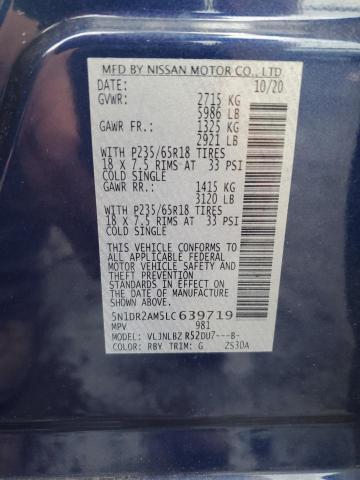 2020 Nissan Pathfinder S VIN: 5N1DR2AM5LC639719 Lot: 55802504