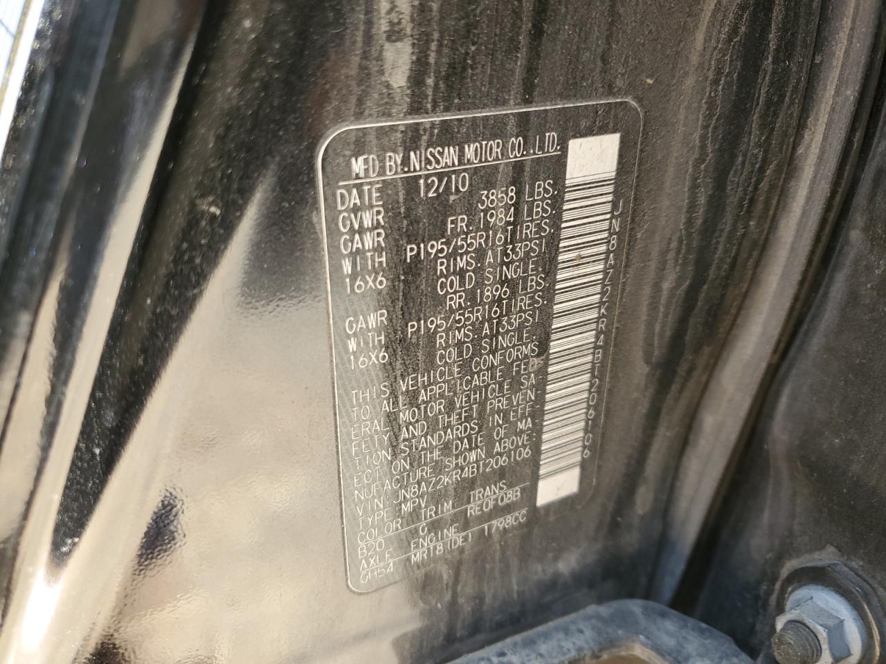 JN8AZ2KR4BT206106 2011 Nissan Cube Base