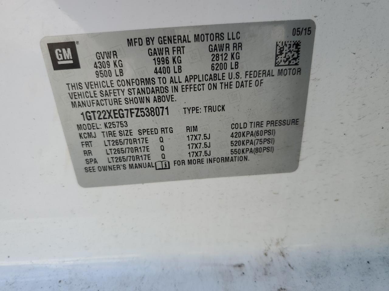 1GT22XEG7FZ538071 2015 GMC Sierra K2500 Heavy Duty