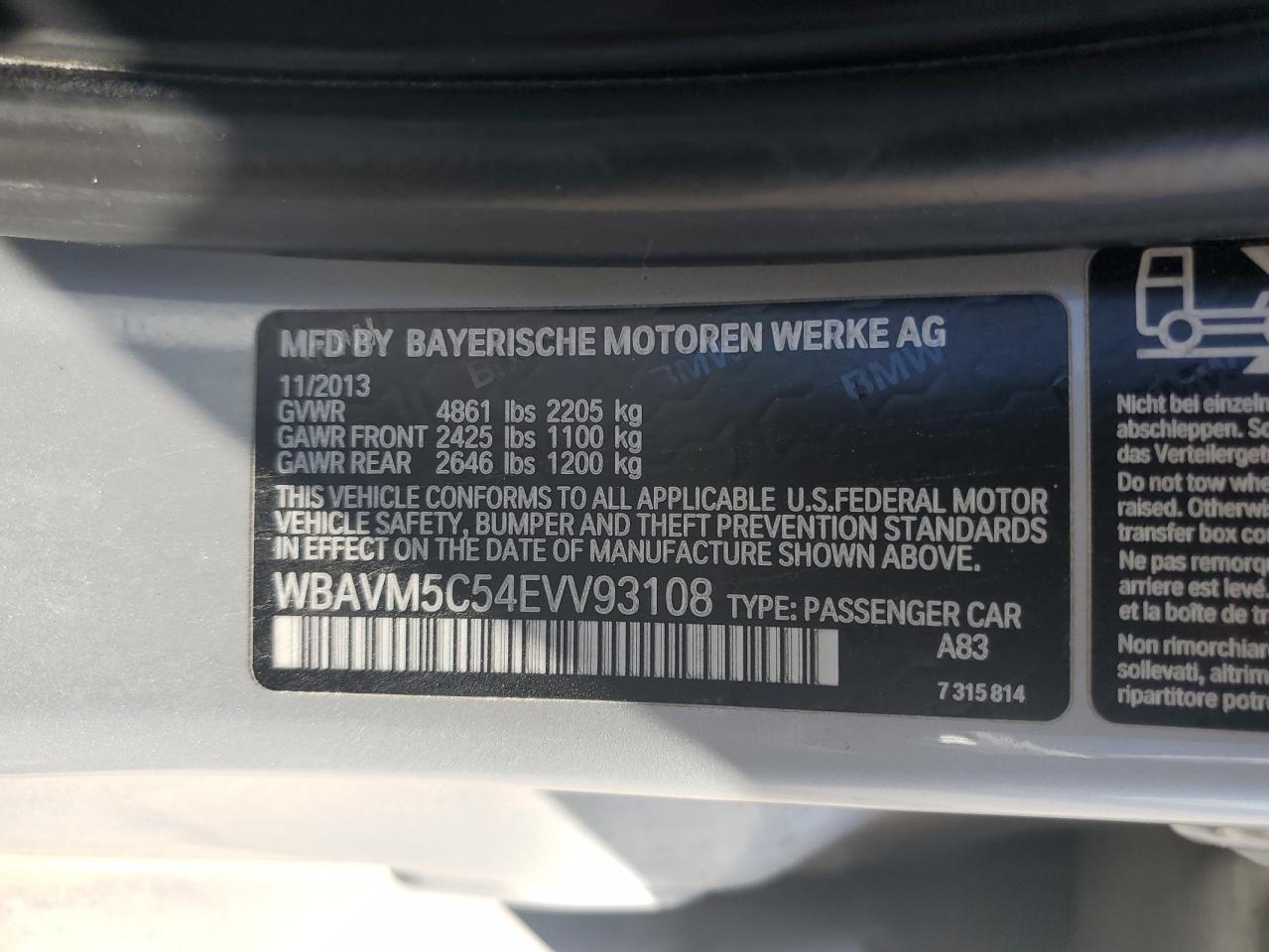 WBAVM5C54EVV93108 2014 BMW X1 xDrive35I