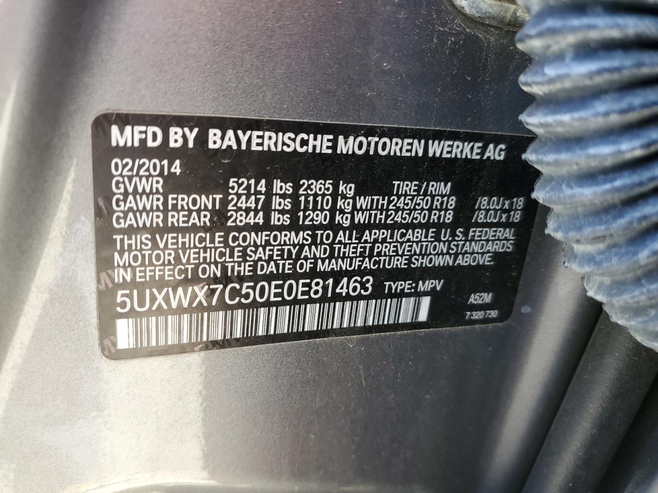 5UXWX7C50E0E81463 2014 BMW X3 xDrive35I