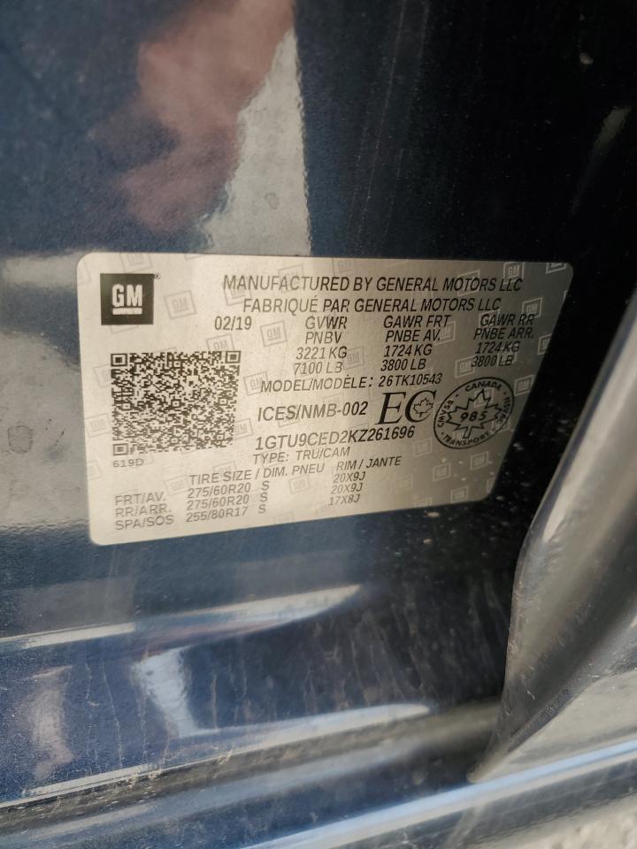 1GTU9CED2KZ261696 2019 GMC Sierra K1500 Elevation