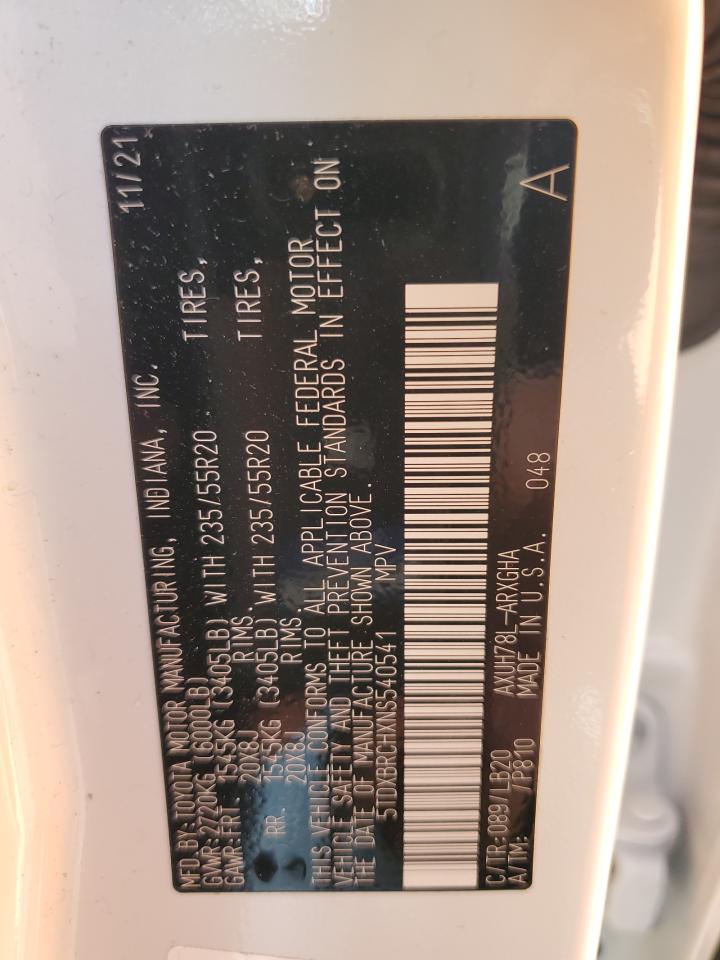 5TDXBRCHXNS540541 2022 Toyota Highlander Hybrid Limited