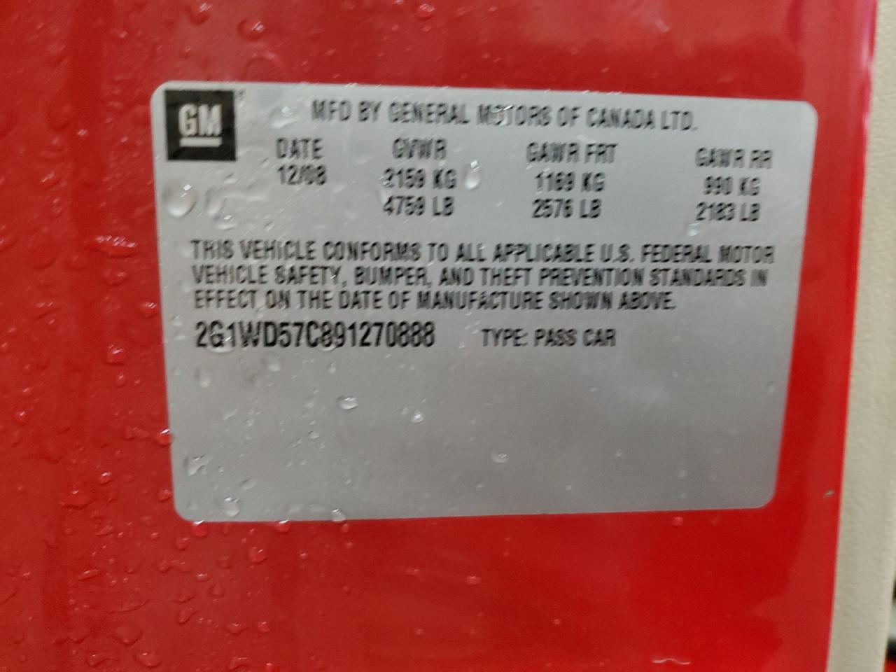 2G1WD57C891270888 2009 Chevrolet Impala Ss