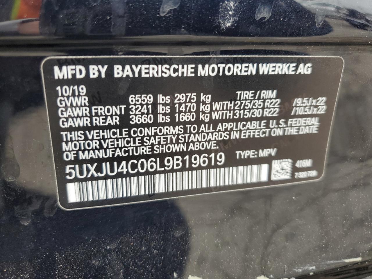 5UXJU4C06L9B19619 2020 BMW X5 M50I