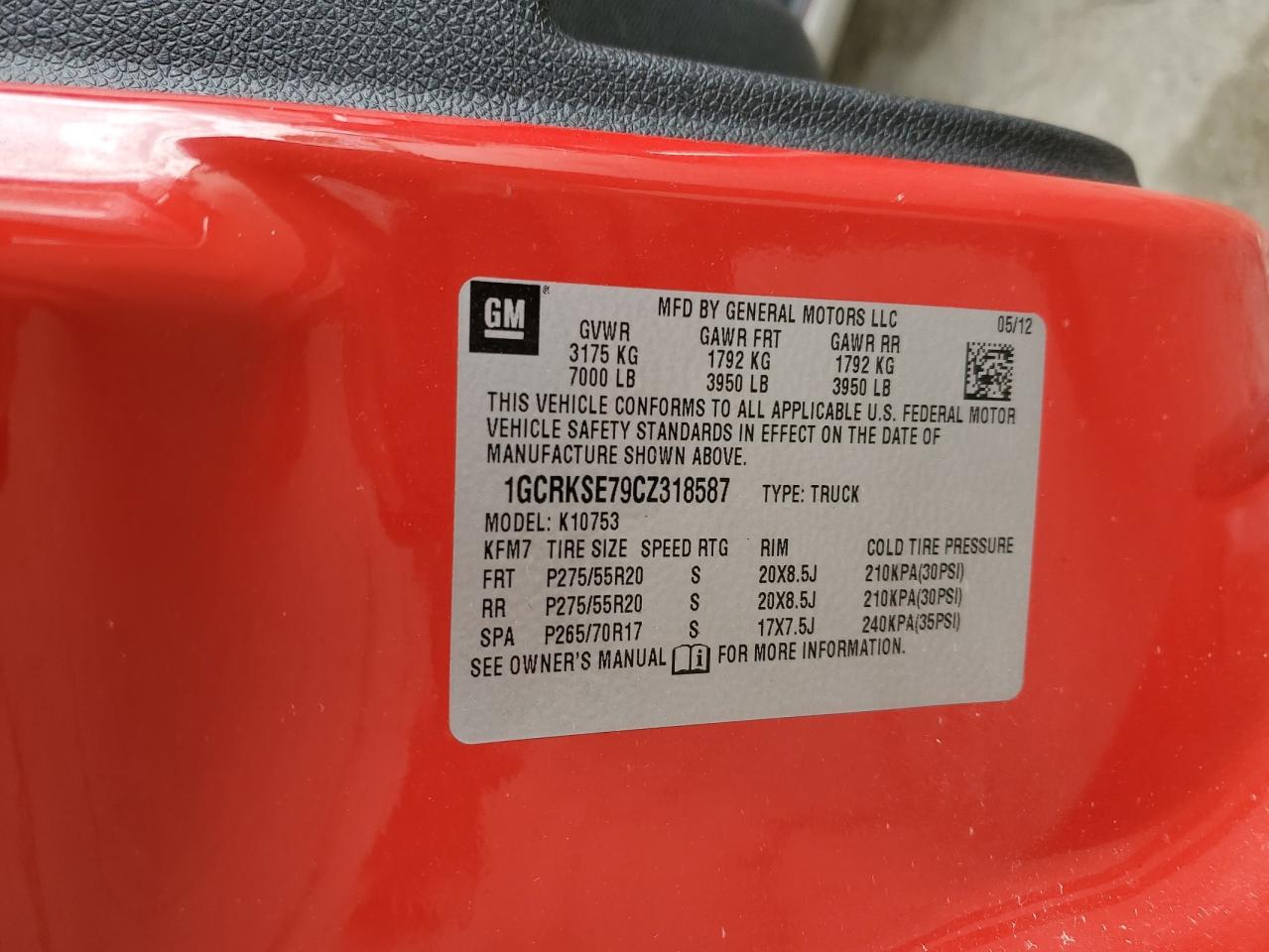 1GCRKSE79CZ318587 2012 Chevrolet Silverado K1500 Lt