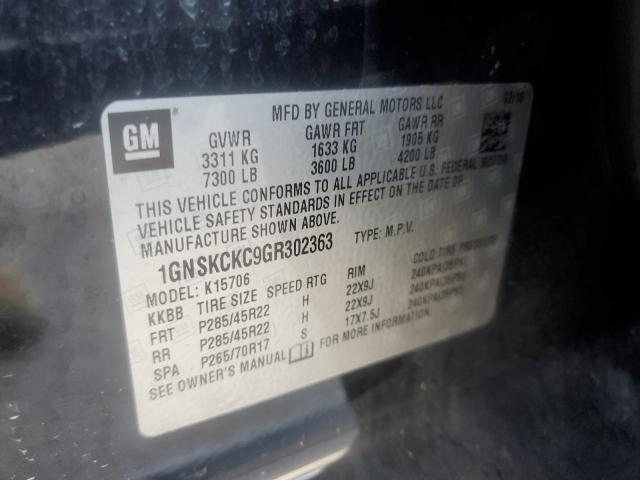 2016 Chevrolet Tahoe K1500 Ltz VIN: 1GNSKCKC9GR302363 Lot: 56311234