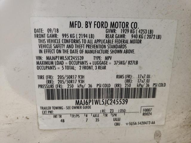 2018 Ford Ecosport Titanium VIN: MAJ6P1WL5JC245539 Lot: 55867964