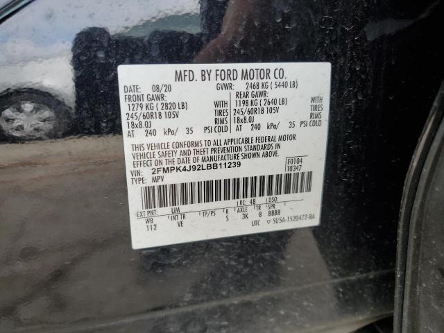 2020 Ford Edge Sel VIN: 2FMPK4J92LBB11239 Lot: 55068034