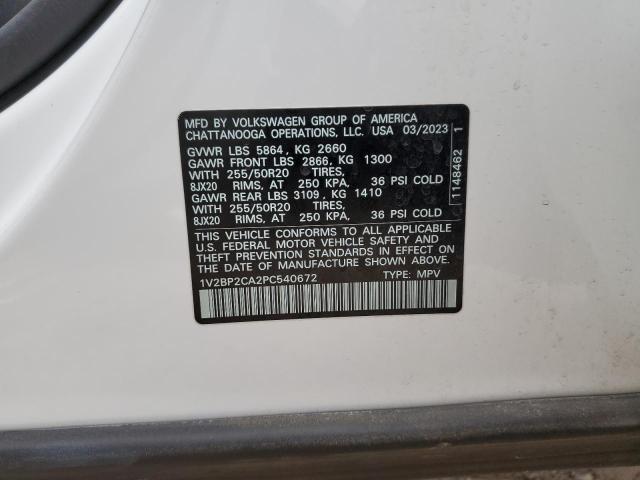 2023 Volkswagen Atlas Sel VIN: 1V2BP2CA2PC540672 Lot: 55734104