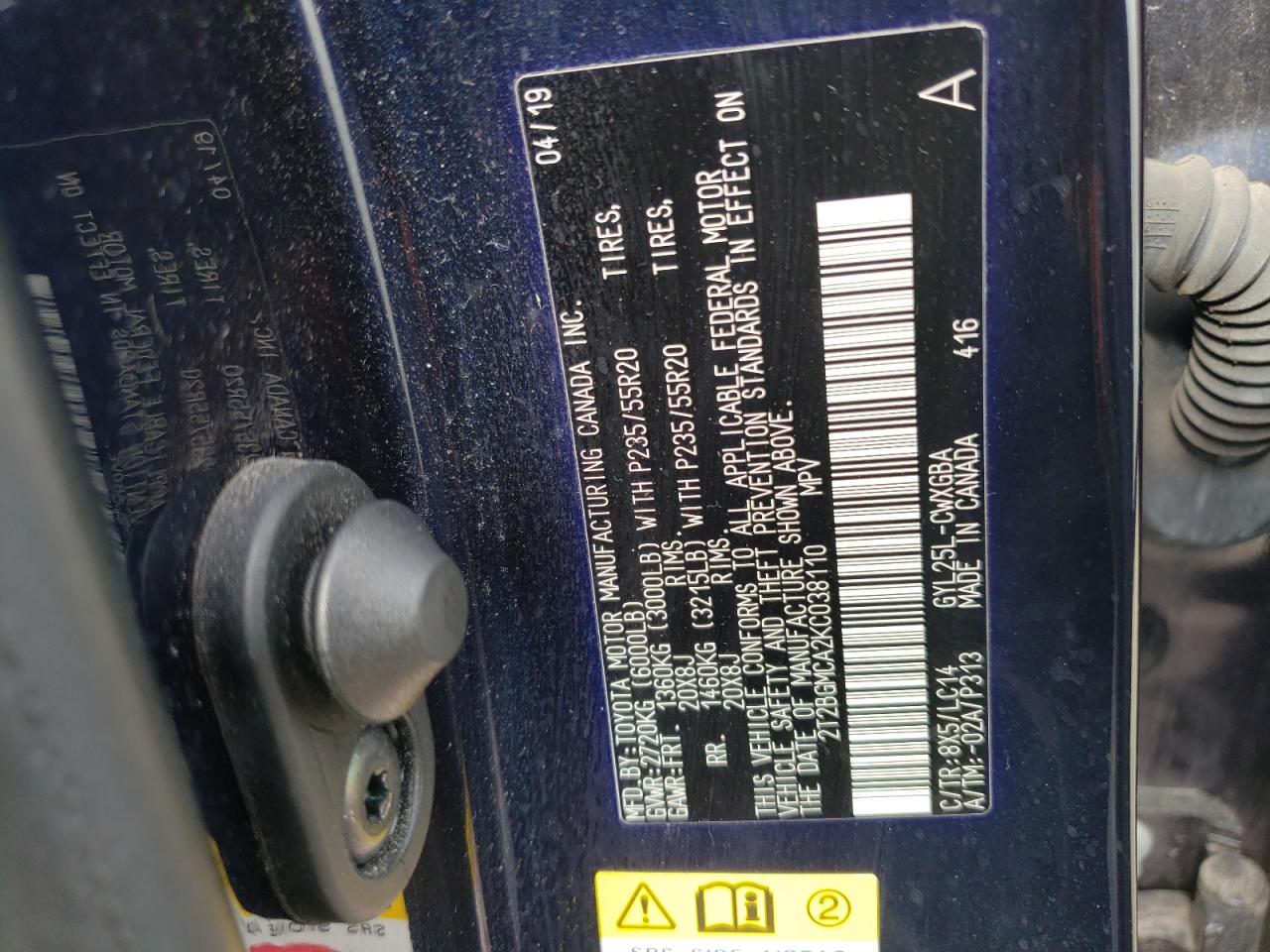 2T2BGMCA2KC038110 2019 Lexus Rx 450H Base