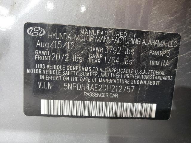 2013 Hyundai Elantra Gls VIN: 5NPDH4AE2DH212757 Lot: 55386114