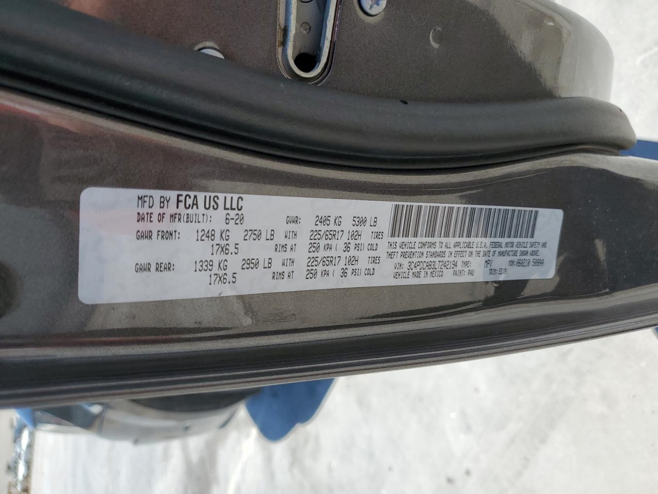 3C4PDCAB3LT242194 2020 Dodge Journey Se