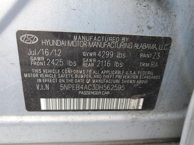 2013 Hyundai Sonata Gls VIN: 5NPEB4AC3DH562595 Lot: 55811714