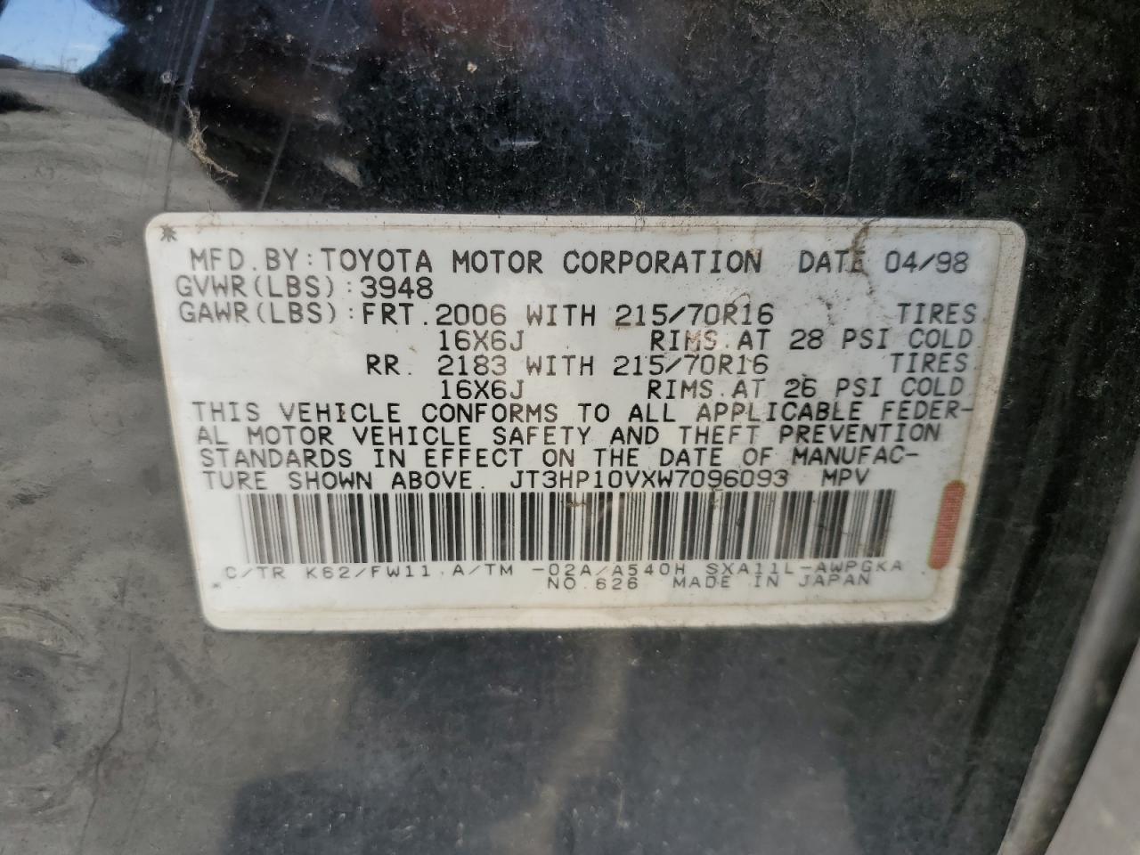 JT3HP10VXW7096093 1998 Toyota Rav4