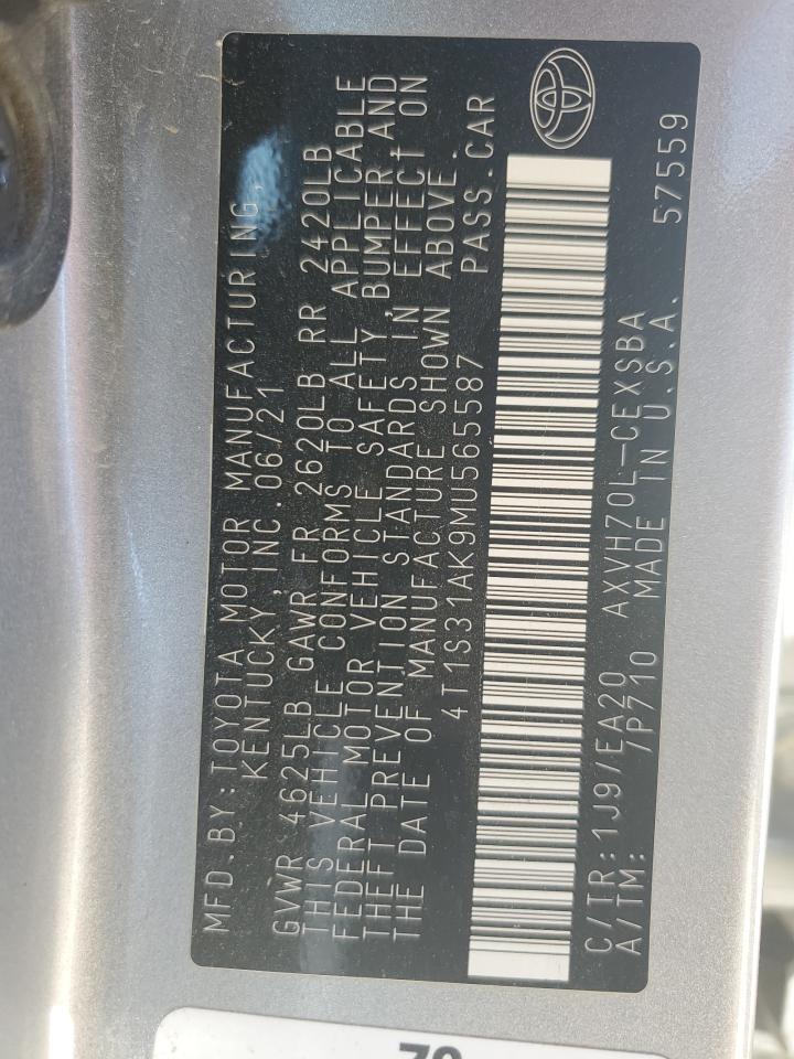 4T1S31AK9MU565587 2021 Toyota Camry Se