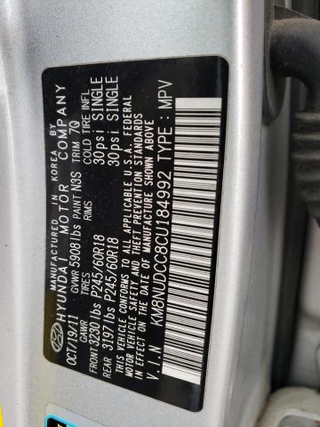 2012 Hyundai Veracruz Gls VIN: KM8NUDCC8CU184992 Lot: 54636304