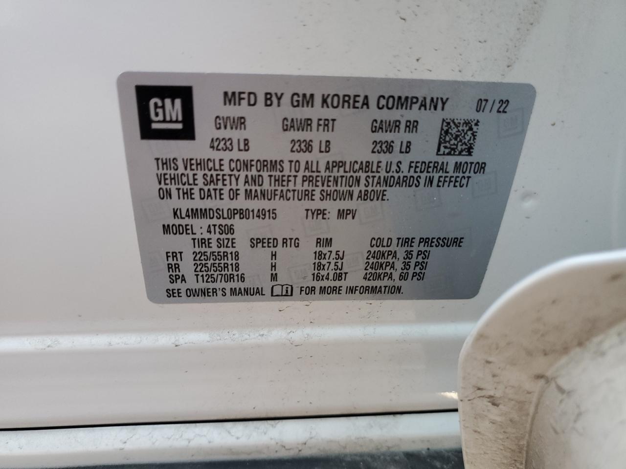 KL4MMDSL0PB014915 2023 Buick Encore Gx Select