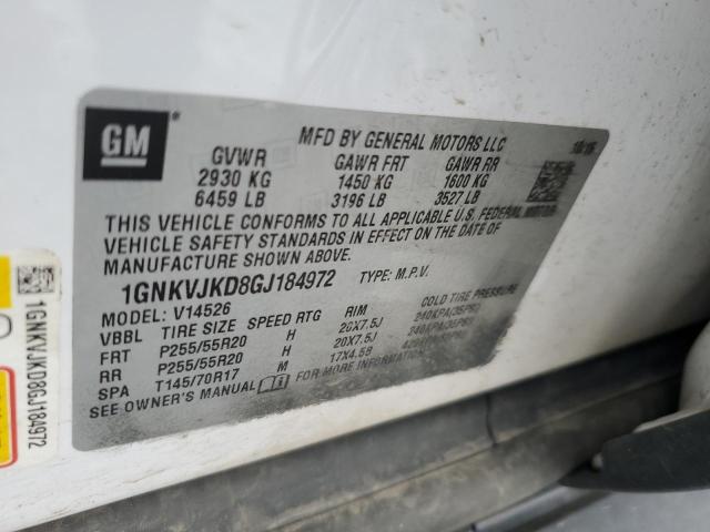 2016 Chevrolet Traverse Ltz VIN: 1GNKVJKD8GJ184972 Lot: 55480324