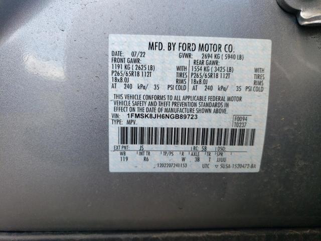 2022 FORD EXPLORER T - 1FMSK8JH6NGB89723