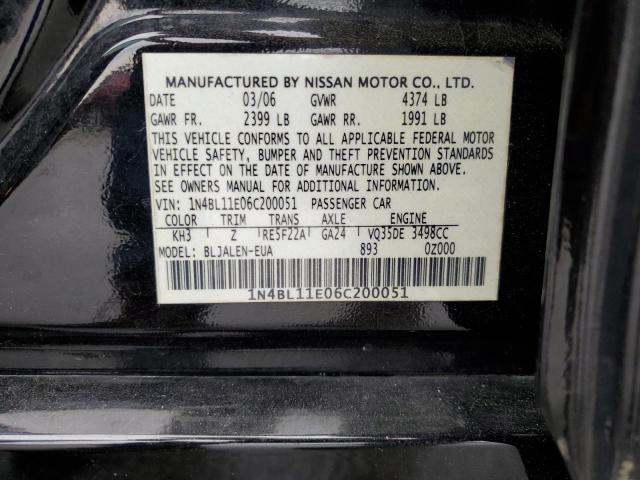 2006 Nissan Altima Se VIN: 1N4BL11E06C200051 Lot: 54984094