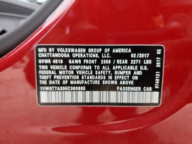 2017 Volkswagen Passat Se VIN: 1VWGT7A30HC060665 Lot: 53435754