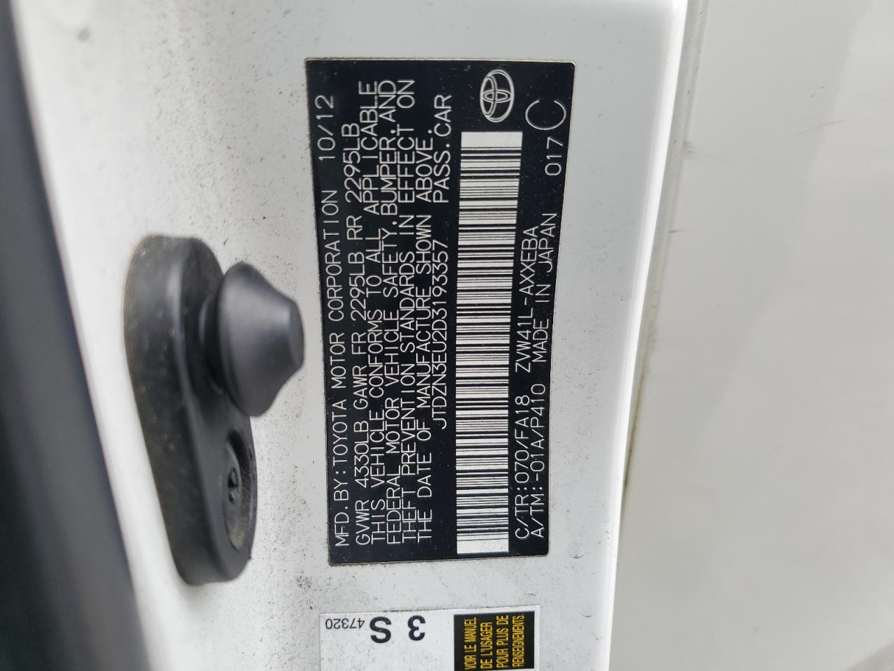 JTDZN3EU2D3193357 2013 Toyota Prius V