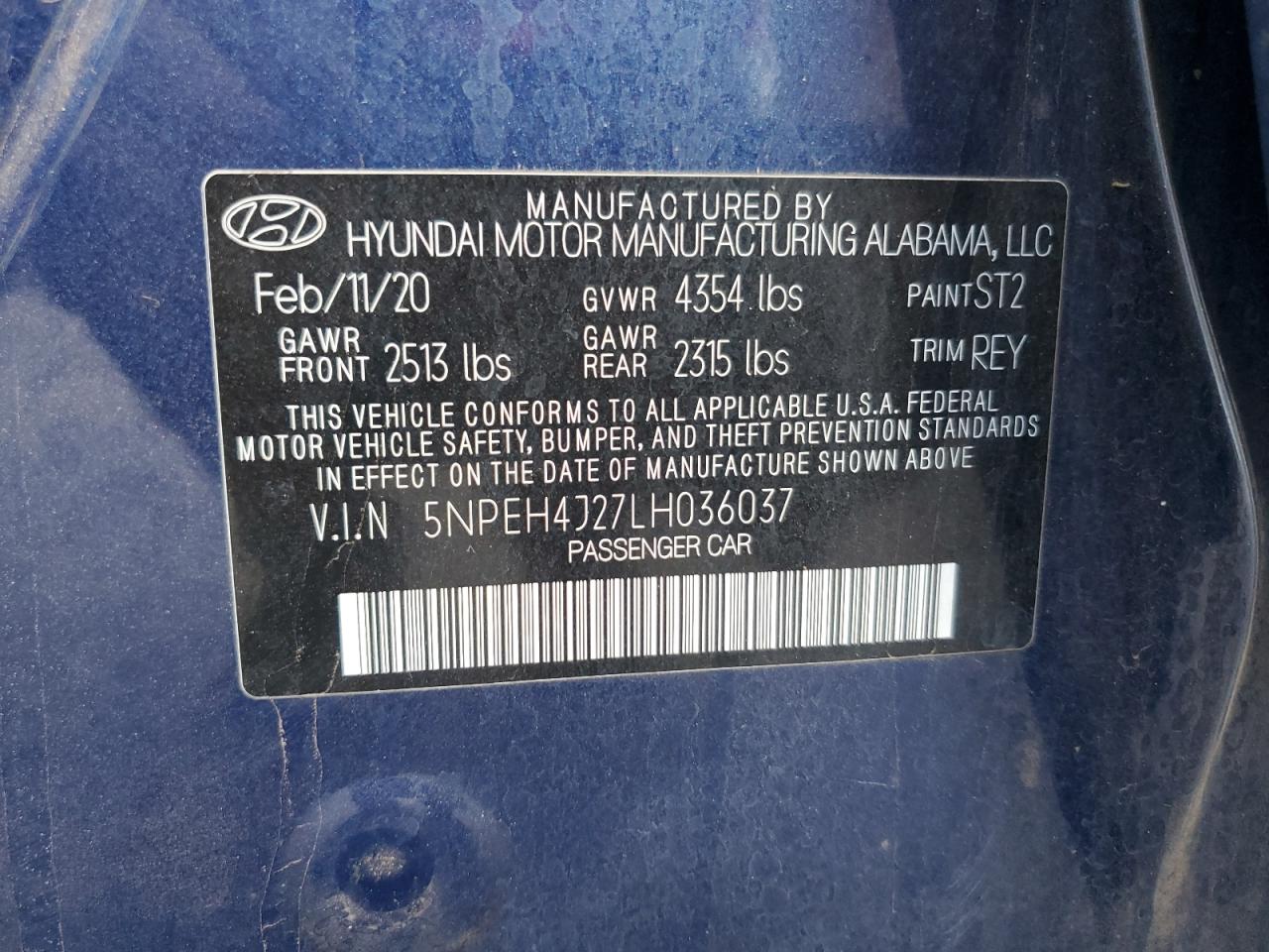 5NPEH4J27LH036037 2020 Hyundai Sonata Limited