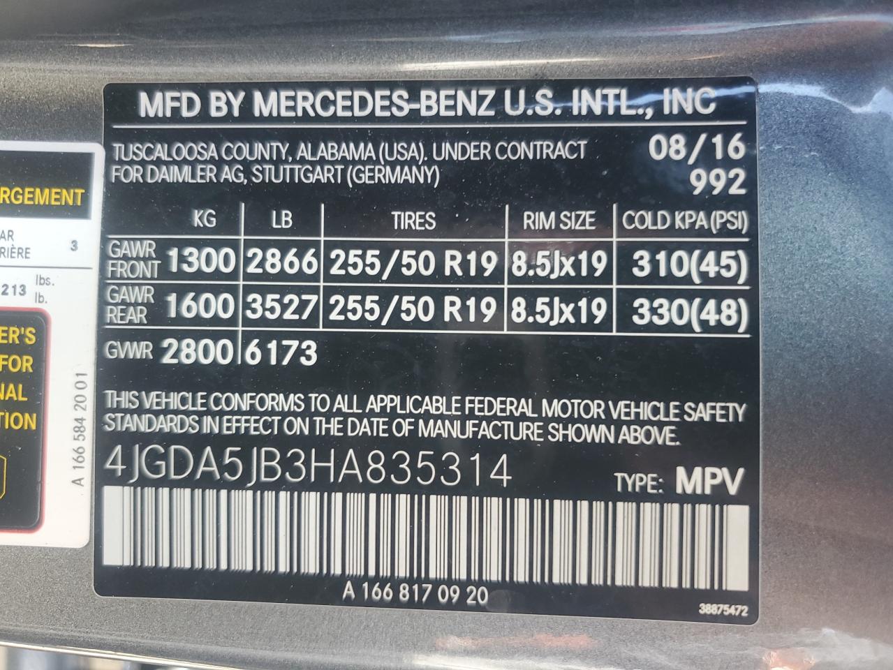 4JGDA5JB3HA835314 2017 Mercedes-Benz Gle 350