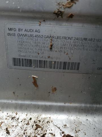 2004 Audi A4 1.8T VIN: WAUJC68E54A100185 Lot: 54411174