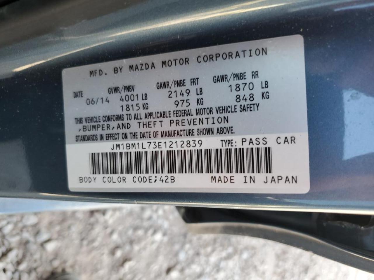 JM1BM1L73E1212839 2014 Mazda 3 Touring