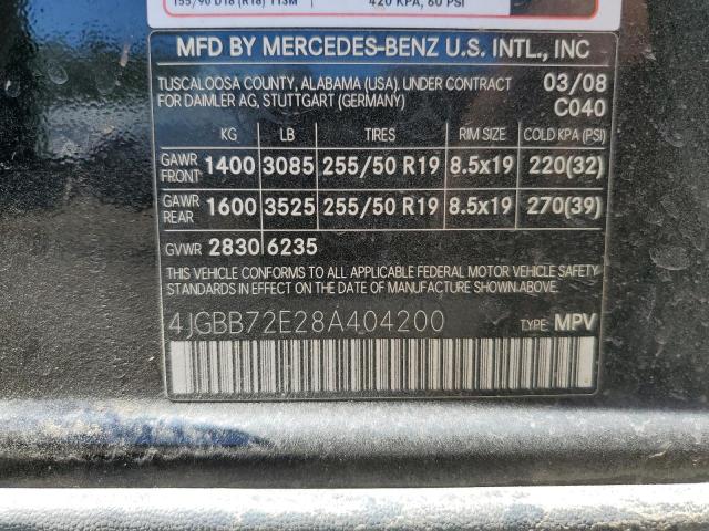 2008 Mercedes-Benz Ml 550 VIN: 4JGBB72E28A404200 Lot: 54921064