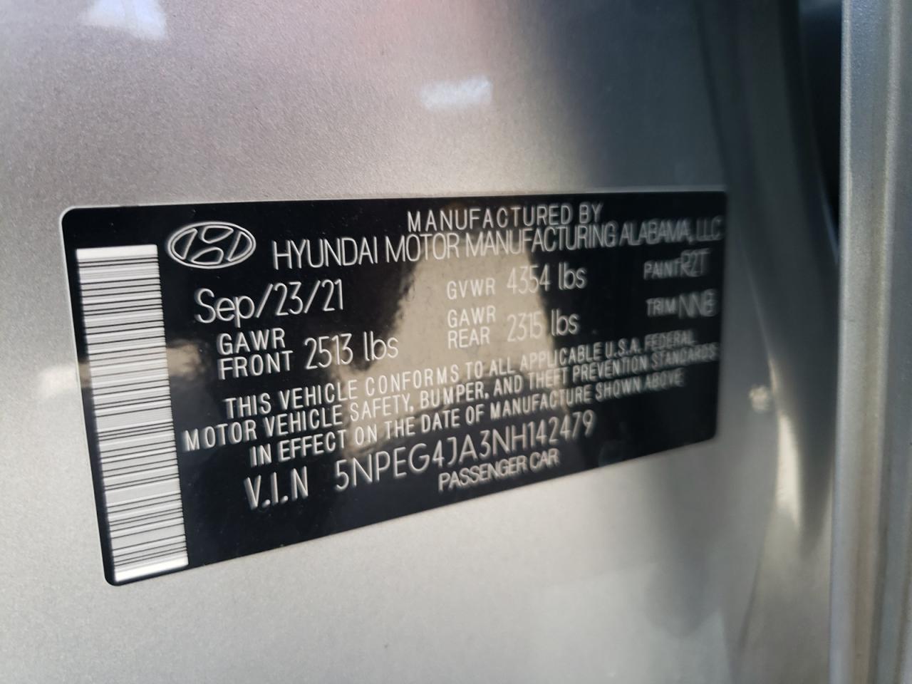 5NPEG4JA3NH142479 2022 Hyundai Sonata Se