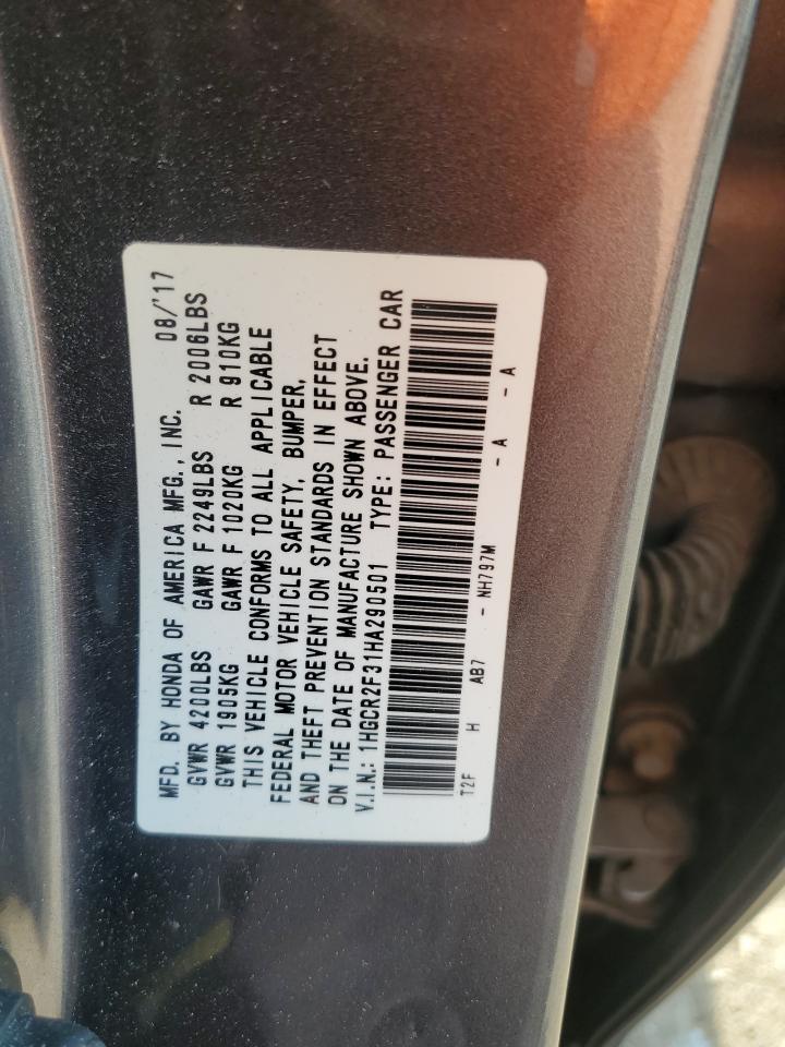 1HGCR2F31HA290501 2017 Honda Accord Lx