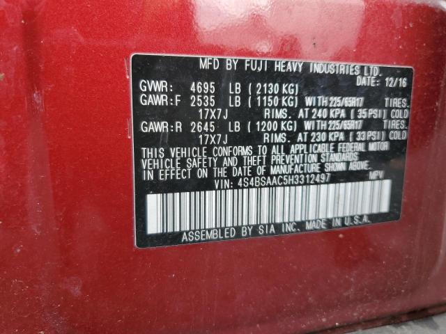 4S4BSAAC5H3312497 2017 Subaru Outback 2.5I