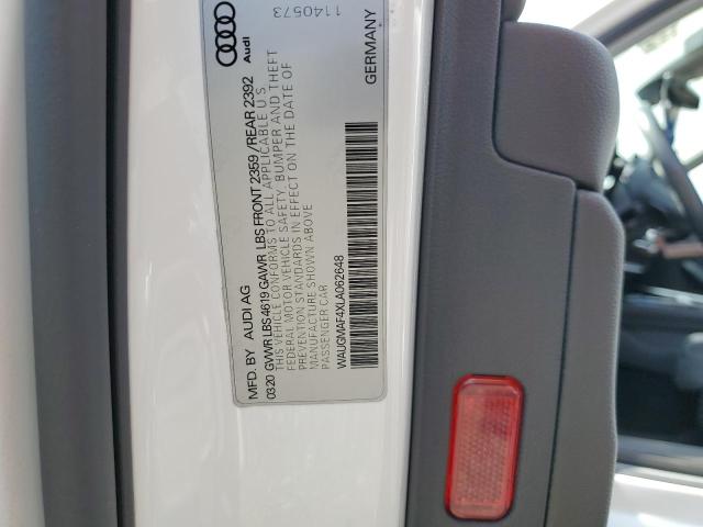 2020 Audi A4 Premium VIN: WAUGMAF4XLA062648 Lot: 55493664