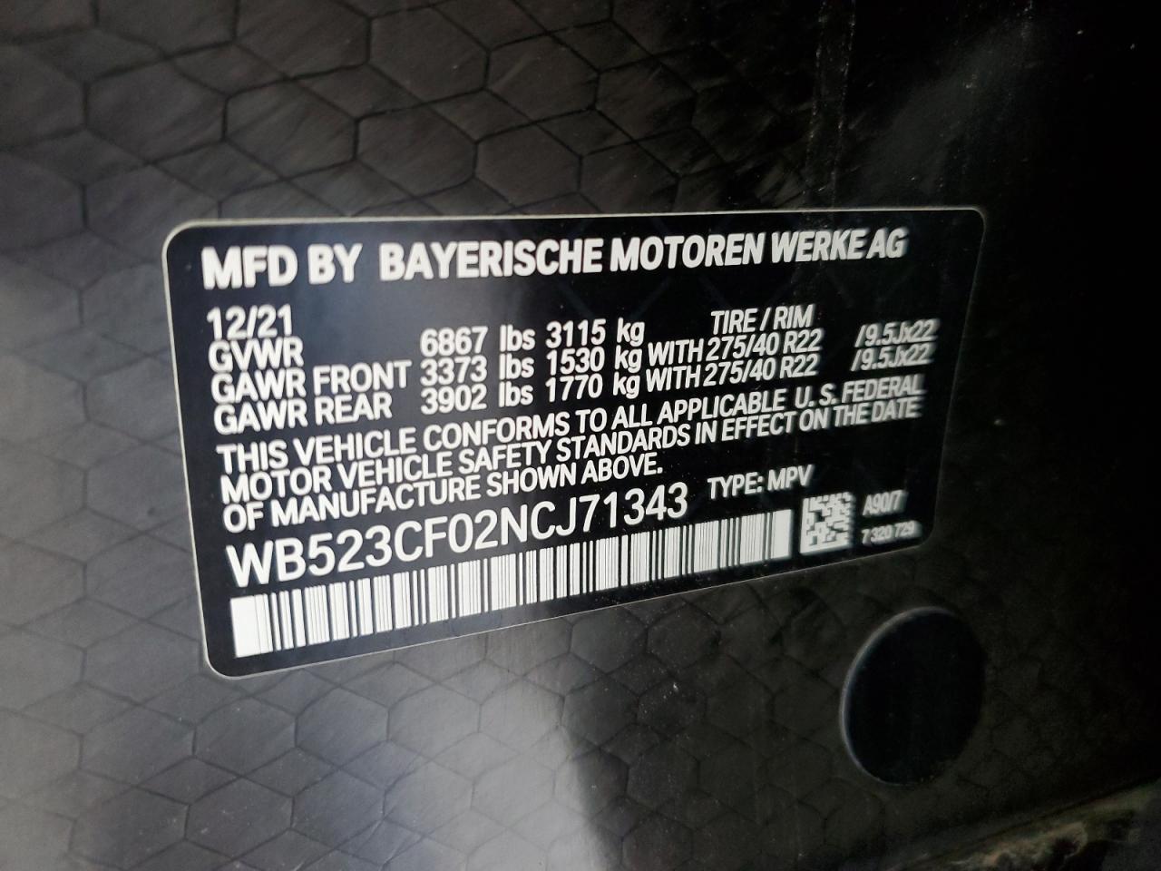 WB523CF02NCJ71343 2022 BMW Ix xDrive50