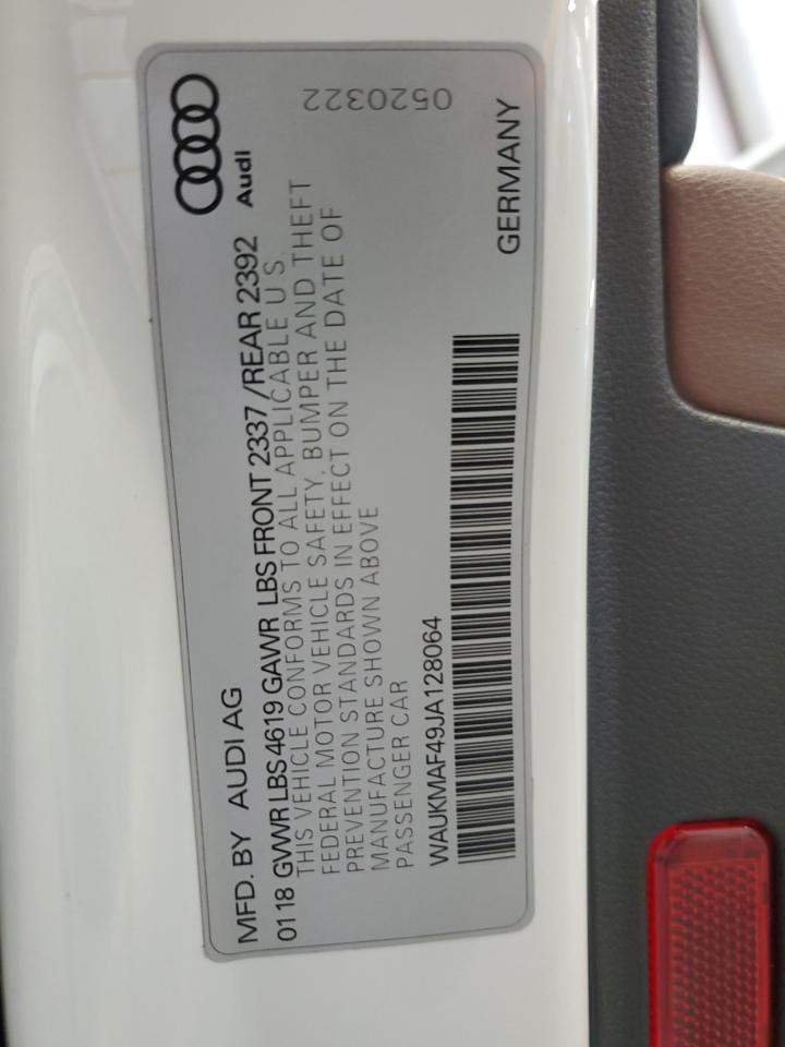 WAUKMAF49JA128064 2018 Audi A4 Premium