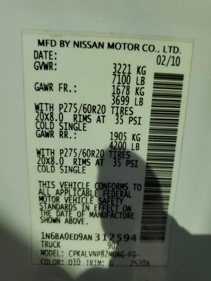 1N6BA0ED9AN312594 2010 Nissan Titan Xe