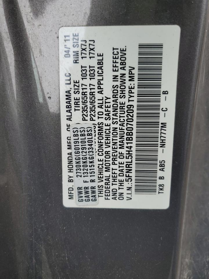 5FNRL5H41BB070209 2011 Honda Odyssey Ex