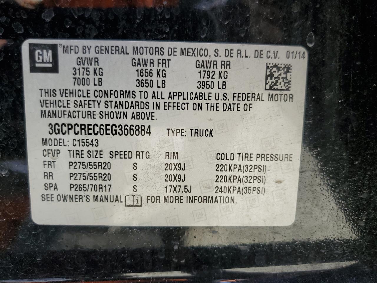 3GCPCREC6EG366884 2014 Chevrolet Silverado C1500 Lt