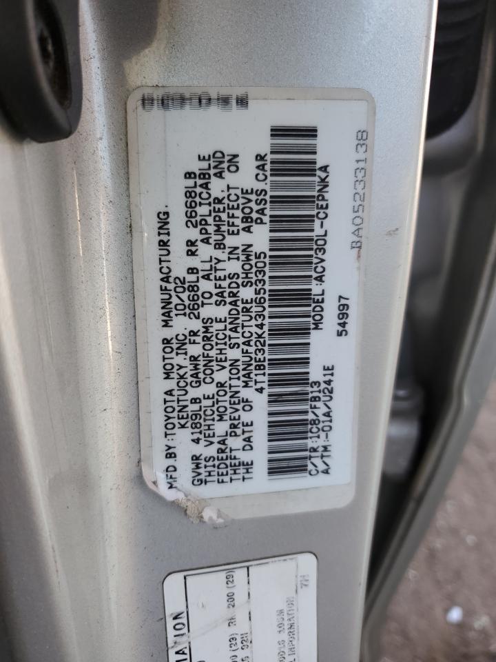 4T1BE32K43U653305 2003 Toyota Camry Le