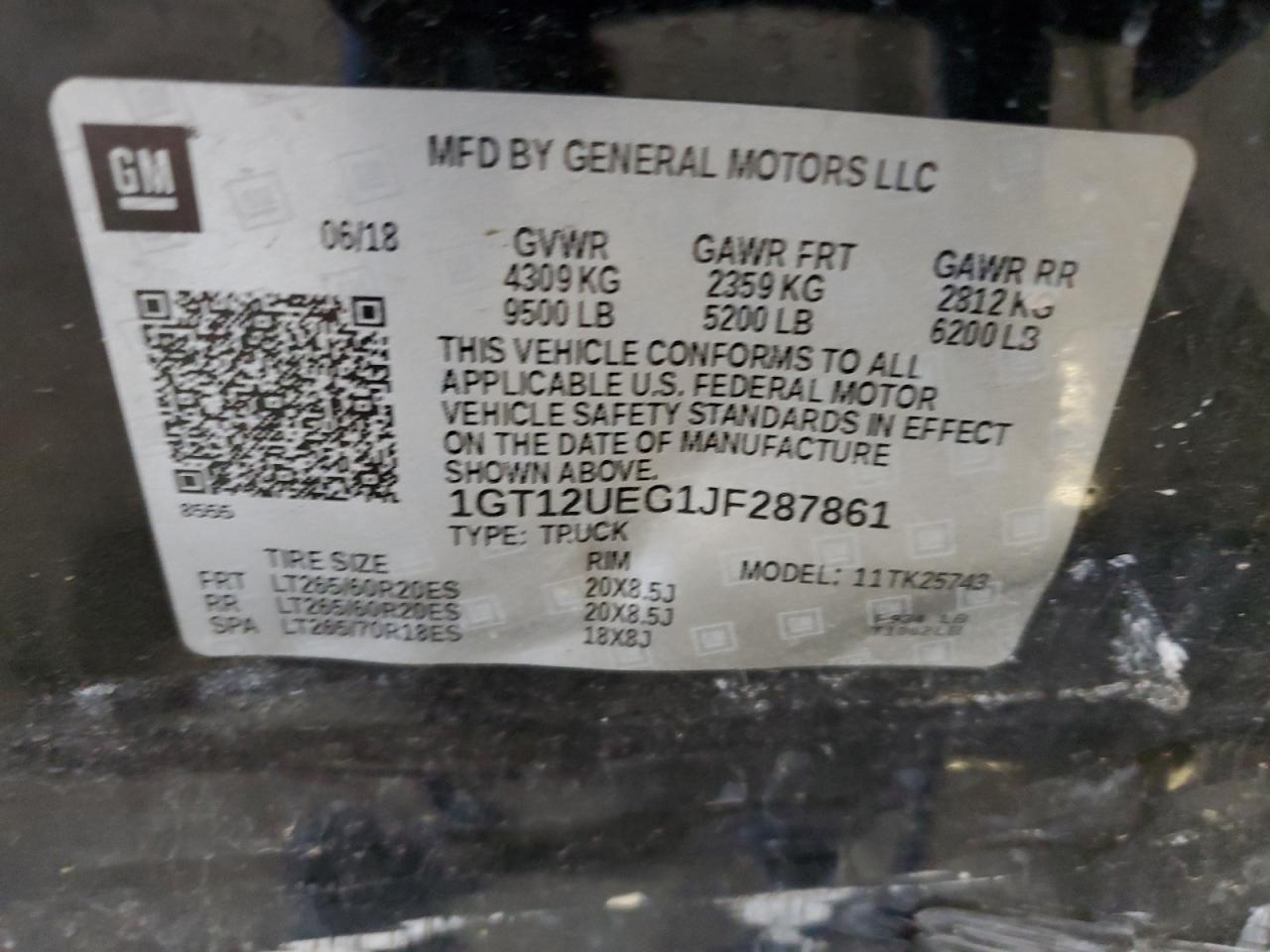 1GT12UEG1JF287861 2018 GMC Sierra K2500 Denali